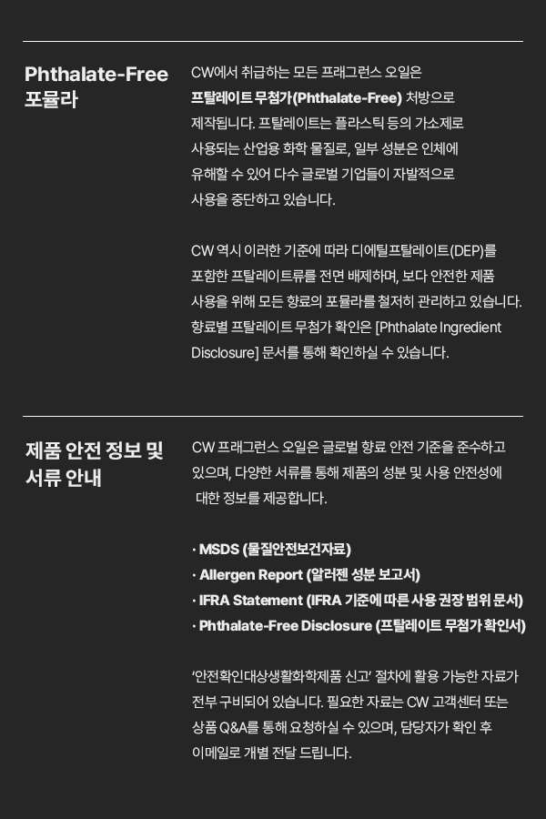 PHTHALATE FREE - 프탈레이트 무첨가 프래그런스 오일